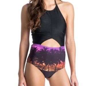 Roxy Midnight Halter One Piece Swimsuit Size XS